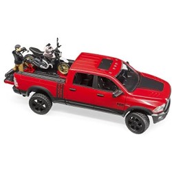 BRUDER 02502 â€“ Veicolo RAM 2500 Power Wagon con Moto Scrambler Ducati Desert Sled e Personaggio