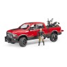BRUDER 02502 â€“ Veicolo RAM 2500 Power Wagon con Moto Scrambler Ducati Desert Sled e Personaggio