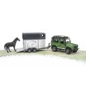BRUDER 02592 - Land Rover Defender con rimorchio per cavalli e cavallo