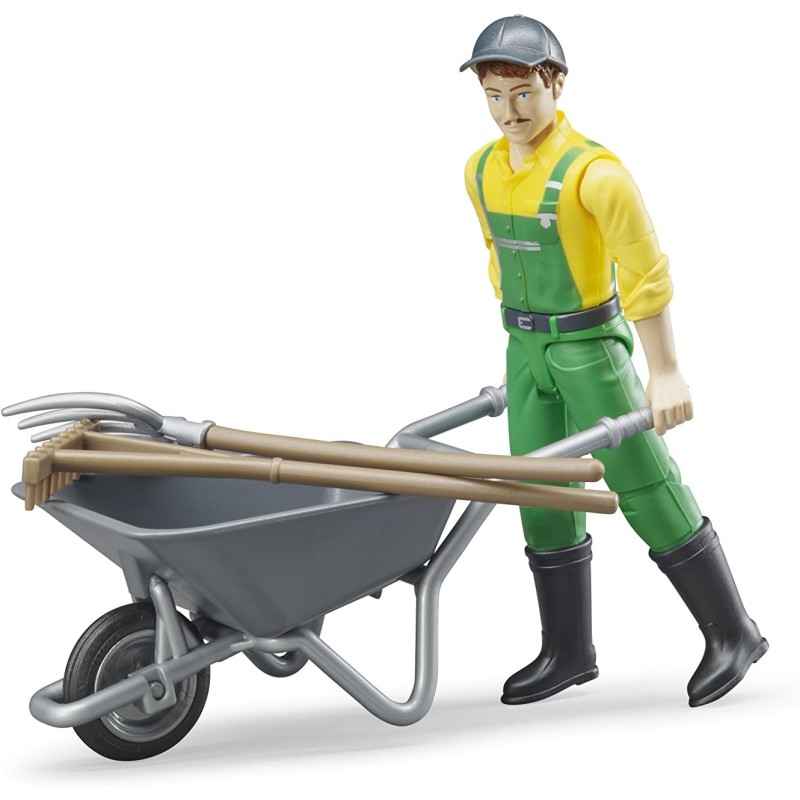 BRUDER 62610 - Bworld Set di figure agricoltore con accessori, agricoltore