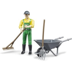 BRUDER 62610 - Bworld Set di figure agricoltore con accessori, agricoltore
