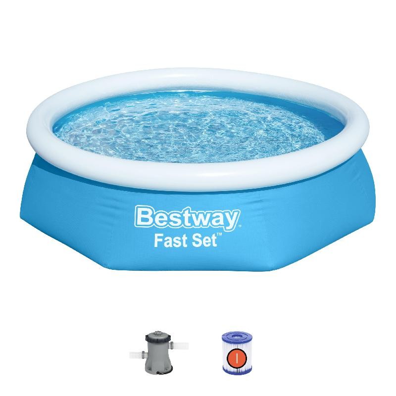 Bestway 57450 Power Steel Pro 244x61cm con Pompa di Filtrazione a Cartuccia