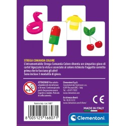 Clementoni - Strega Comanda Pocket-Mazzo 6 Anni, Gioco da Tavolo Bambini, Carte Colori, Flashcards, 2-6 Giocatori, in Italiano, 
