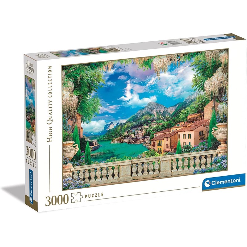 Clementoni - 33553 - High Quality Collection - Lush Terrace On Lake - 3000 Pezzi - Puzzle Adulti, Made In Italy