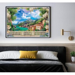 Clementoni - 33553 - High Quality Collection - Lush Terrace On Lake - 3000 Pezzi - Puzzle Adulti, Made In Italy