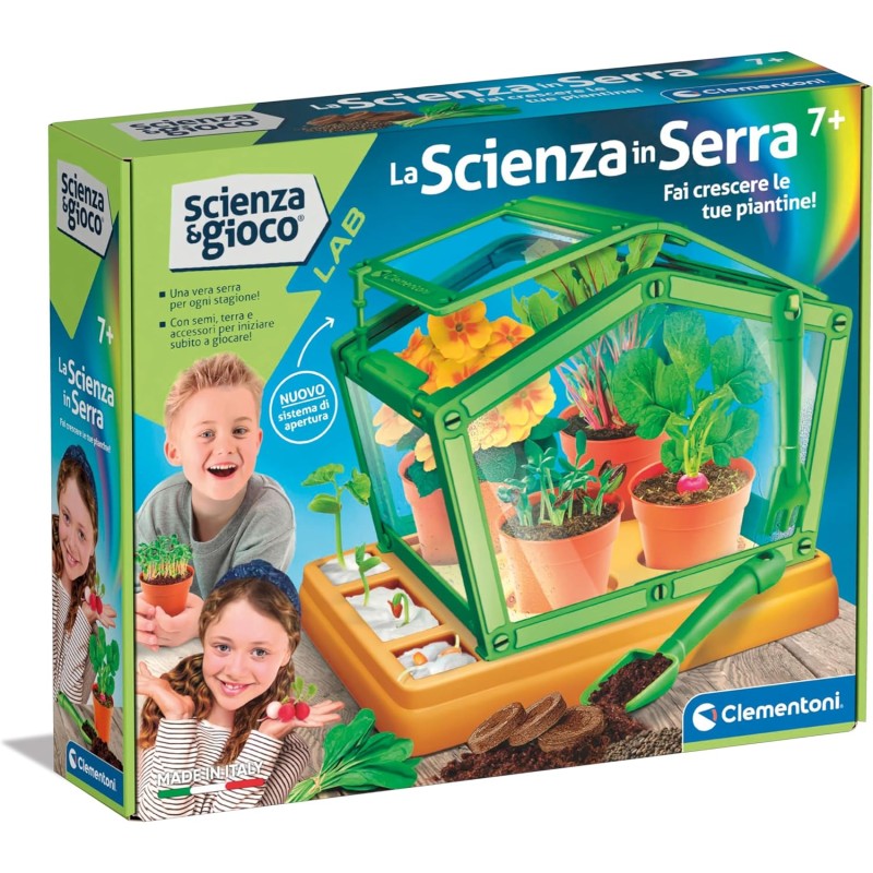 Clementoni - Gioco Lab Orto Botanico, Serra Bambini, Kit Piante da Coltivare, Laboratorio Scientifico 7 Anni, Esperimenti Scienz