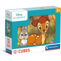 Clementoni - Disney Classics Classics-12 Pezzi Bambini 3 Anni, Cartoni Animati, Cubi, Puzzle, 41196