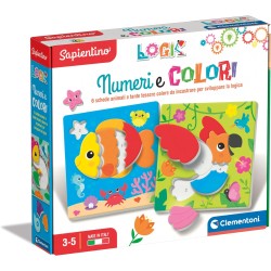 Clementoni - Sapientino Flashcards Logic, Numeri e Colori, Tessere Illustrate ad Incastro con Numeri e Animali, Gioco Educativo 