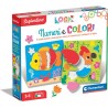 Clementoni - Sapientino Flashcards Logic, Numeri e Colori, Tessere Illustrate ad Incastro con Numeri e Animali, Gioco Educativo 