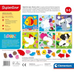 Clementoni - Sapientino Flashcards Logic, Numeri e Colori, Tessere Illustrate ad Incastro con Numeri e Animali, Gioco Educativo 