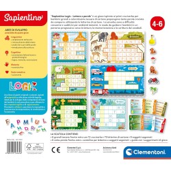 Clementoni - Sapientino Flashcards Logic, Lettere e Parole, Tessere Illustrate con Lettere Alfabeto per Cruciverba, Giochi Educa
