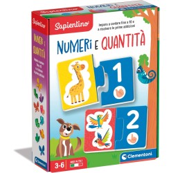 Clementoni - Sapientino Flashcards, Numeri e QuantitÃ , Tessere Illustrate da Accoppiare con Numeri e Animali, Gioco Educativo p