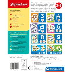 Clementoni - Sapientino Flashcards, Numeri e QuantitÃ , Tessere Illustrate da Accoppiare con Numeri e Animali, Gioco Educativo p