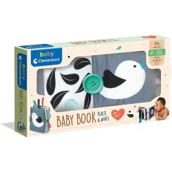 Clementoni - Baby Book, Stoffa Gioco Bianco e Nero, Morbido Neonato sensoriale Primi mesi-100% Lavabile in Lavatrice, Colore Lib