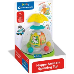 Clementoni - Trottola Bambini, Happy Friends Spinning Top con Animali, Gioco Prima Infanzia Stimola ManualitÃ , Giocattolo 9-36 