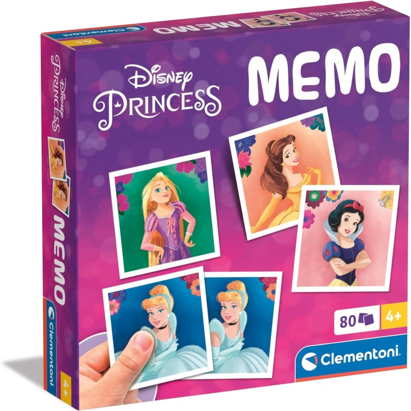 Clementoni - 18302 - Memo Disney Princess - Gioco Di Memoria E Associazione, Carte Da Accoppiare, Gioco Educativo Bambini 4 Anni