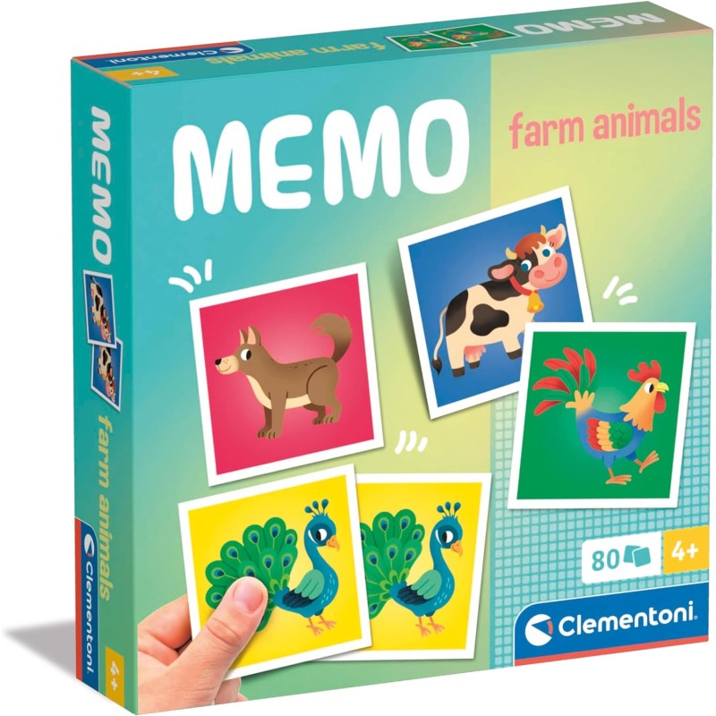 Clementoni - 18306 - Memo Farm Animals - Gioco Di Memoria E Associazione, Carte Da Accoppiare, Gioco Educativo Bambini 3 Anni