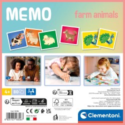 Clementoni - 18306 - Memo Farm Animals - Gioco Di Memoria E Associazione, Carte Da Accoppiare, Gioco Educativo Bambini 3 Anni