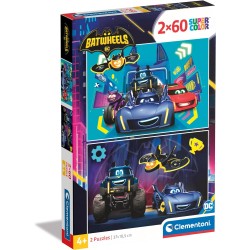 Clementoni - Batwheels Supercolor Puzzle-Batwheels-2x60 (Include 2 da 60 Pezzi) Bambini 4 Anni, Puzzle Cartoni Animati, 24812