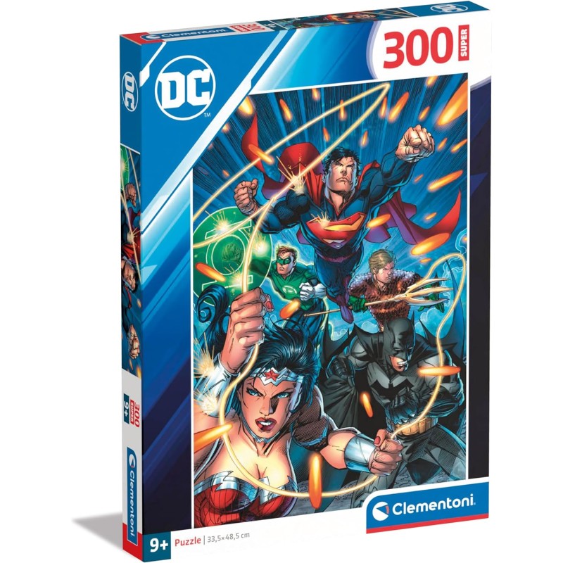 Clementoni - Dc Comics Supercolor Comics-300 Pezzi Bambini 9 Anni, Puzzle Supereroi, 21725