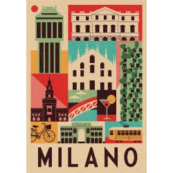 Clementoni - Style in The City Milano-1000 Pezzi, Puzzle CittÃ , Illustrazioni D Autore, Verticale, Divertimento per Adulti, 398
