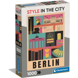 Clementoni - Style in The City Berlin-1000 Pezzi, Puzzle CittÃ , Illustrazioni D Autore, Verticale, Divertimento per Adulti, 398