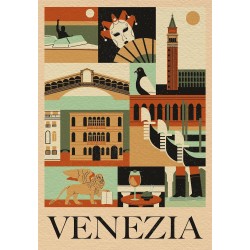Clementoni - Style in The City Venezia-1000 Pezzi, Puzzle CittÃ , Illustrazioni D Autore, Verticale, Divertimento per Adulti, 39