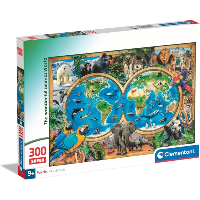 Clementoni - Supercolor The Wonderful World-300 Pezzi Bambini 9 Anni, Puzzle Illustrazione, Animali, 21723