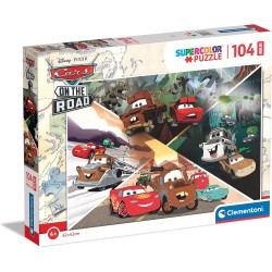 Clementoni - Supercolor Disney Pixar Cars on the Road-104 Pezzi Bambini 4 Anni, Puzzle Cartoni Animati, 23774