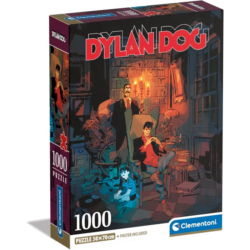 Clementoni - Dylan Dog Dog-1000 Pezzi, Puzzle Fumetti, Illustrazioni D Autore, Verticale, Divertimento per Adulti, 39817