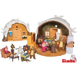 Simba - Masha e Orso Playset Casa Inverno, Inclusi Masha e Orso con Tanti Accessori - 109301023