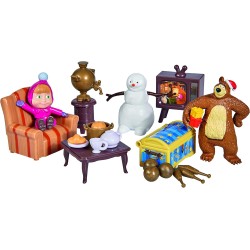Simba - Masha e Orso Playset Casa Inverno, Inclusi Masha e Orso con Tanti Accessori - 109301023