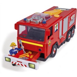 Simba - Sam il pompiere Camion Jupiter Pro, 3 anni, cm 31, con luci e suoni, scala girevole e pieghevole, personaggi di Sam e ca