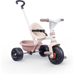 Smoby - Triciclo Be Fun Rosa, evolutivo, con struttura in metallo, asta parentale removibile, 15 mesi