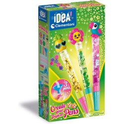Clementoni - Set Penne Colorate - Idea, Create Your Pens: Tropical, Penna Personalizzabile, Gioco Creativo Laboratorio Bambina, 