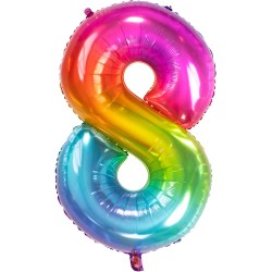 Palloncino in alluminio Yummy Gummy Rainbow Numero 8, 34&quot; - 86 cm, Multicolore, 1 pz, 5FL63248