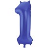 Palloncino Foil Blu Metallizzato Opaco, Satinato, Numero 1, 34" - 86 cm,1 pz, 5FL65921