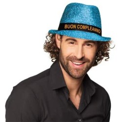Cappello Buon Compleanno 4 Colori Assortiti 1 pz - Party Festa Glitter, 5IT27291