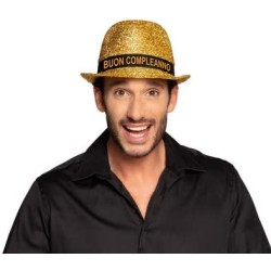 Cappello Buon Compleanno 4 Colori Assortiti 1 pz - Party Festa Glitter, 5IT27291