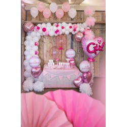 Pallone foil 18" - 45 cm Battesimo stelle rosa 1 pz, 5IT800010