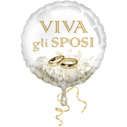 Pallone foil 18&quot; - 45 cm Viva gli Sposi Ortensia 1 pz, 5IT800017