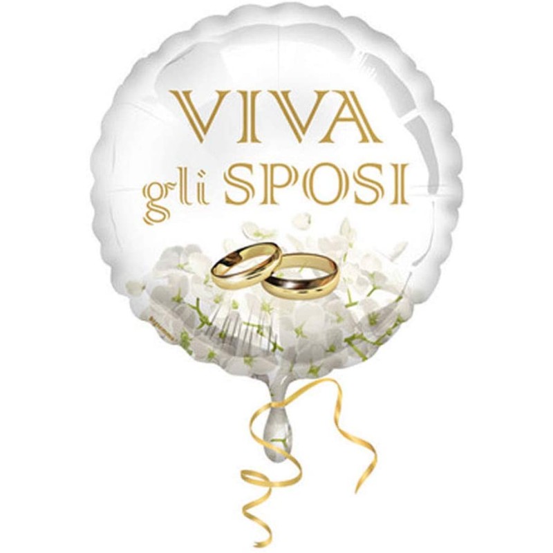 Pallone foil 18&quot; - 45 cm Viva gli Sposi Ortensia 1 pz, 5IT800017