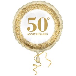 Pallone foil 18&quot; - 45 cm 50Â° Anniversario Glitter 1 pz, 5IT800019