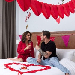 Festone cuori rossi carta, 4 metri 1 pz, 530620