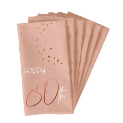 Tovagliolo 33 x 33 cm Happy 80th Birthday, Elegant Lush Blush Rosa 10 pz, 5FL67280