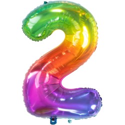 Palloncino in alluminio Yummy Gummy Rainbow Numero 2, 34&quot; - 86 cm, Multicolore, 1 pz, 5FL63242