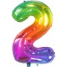 Palloncino in alluminio Yummy Gummy Rainbow Numero 2, 34&quot; - 86 cm, Multicolore, 1 pz, 5FL63242