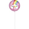 Pallone foil 18" - 45 cm RAINBOW BIRTHDAY GIRL con PESETTO e NASTRO, 1 pz, 5PR92418