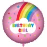 Pallone foil 18" - 45 cm RAINBOW BIRTHDAY GIRL con PESETTO e NASTRO, 1 pz, 5PR92418