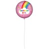 Pallone foil 18" - 45 cm RAINBOW BIRTHDAY GIRL con PESETTO e NASTRO, 1 pz, 5PR92418
